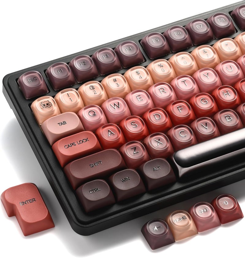 OHY PBT Keycaps, XVX Berry Kiss Theme Red Jelly HOA Profile Key Cap, 132-Key Cute Custom Keycaps (for Mechanical Keyboards with Cherry/Gateron MX Switches)-Lipstick - Image 1